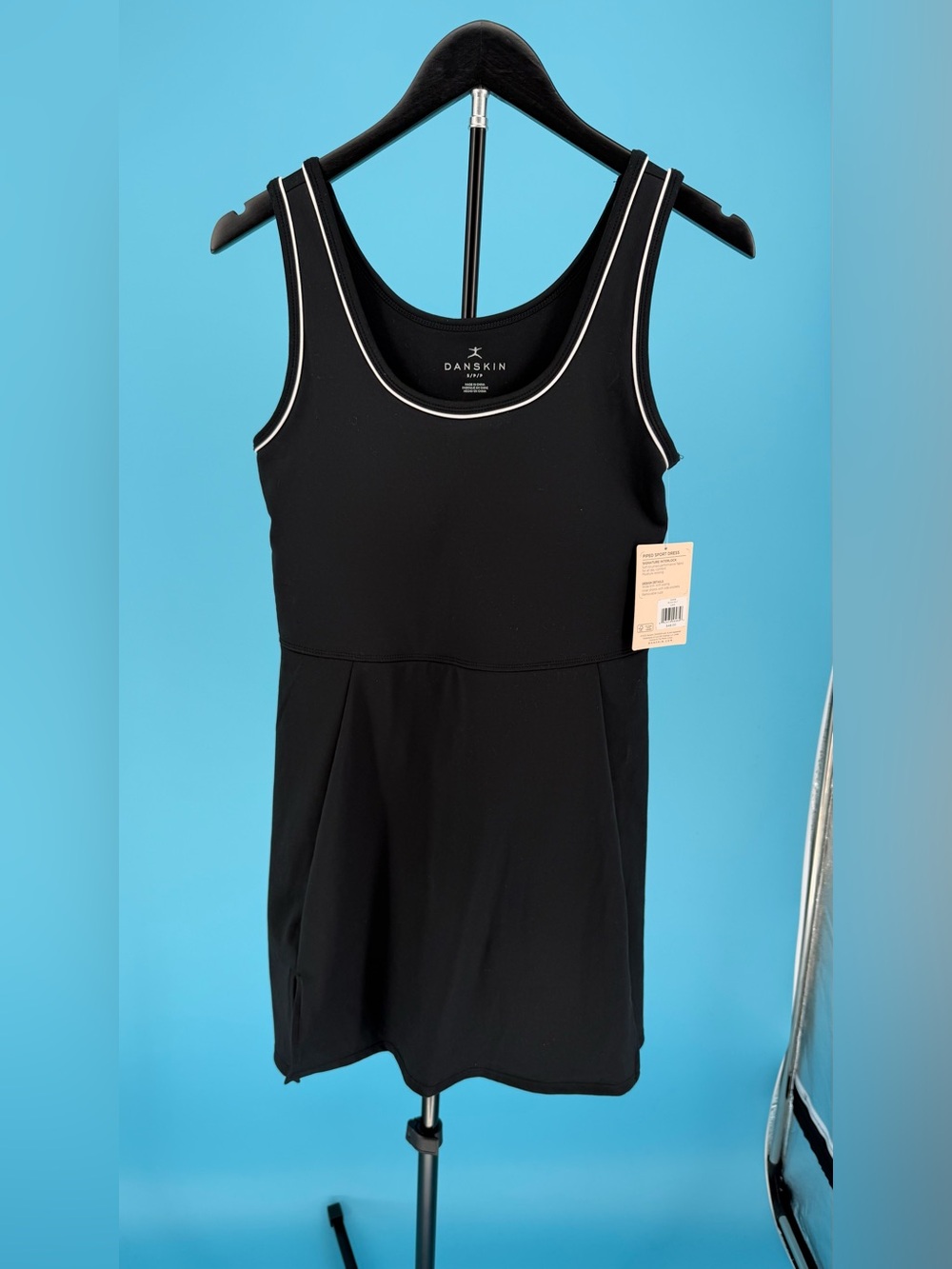 Danskin Black Athletic Tank Dress W/attached shorts/padded bra - Size S - NWT